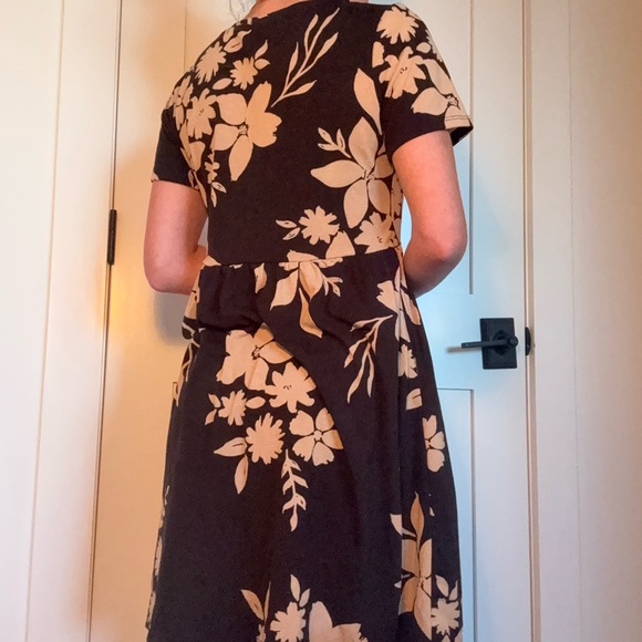 LuLaRoe Black and Cream Floral Mini Dress - Picture 3 of 4